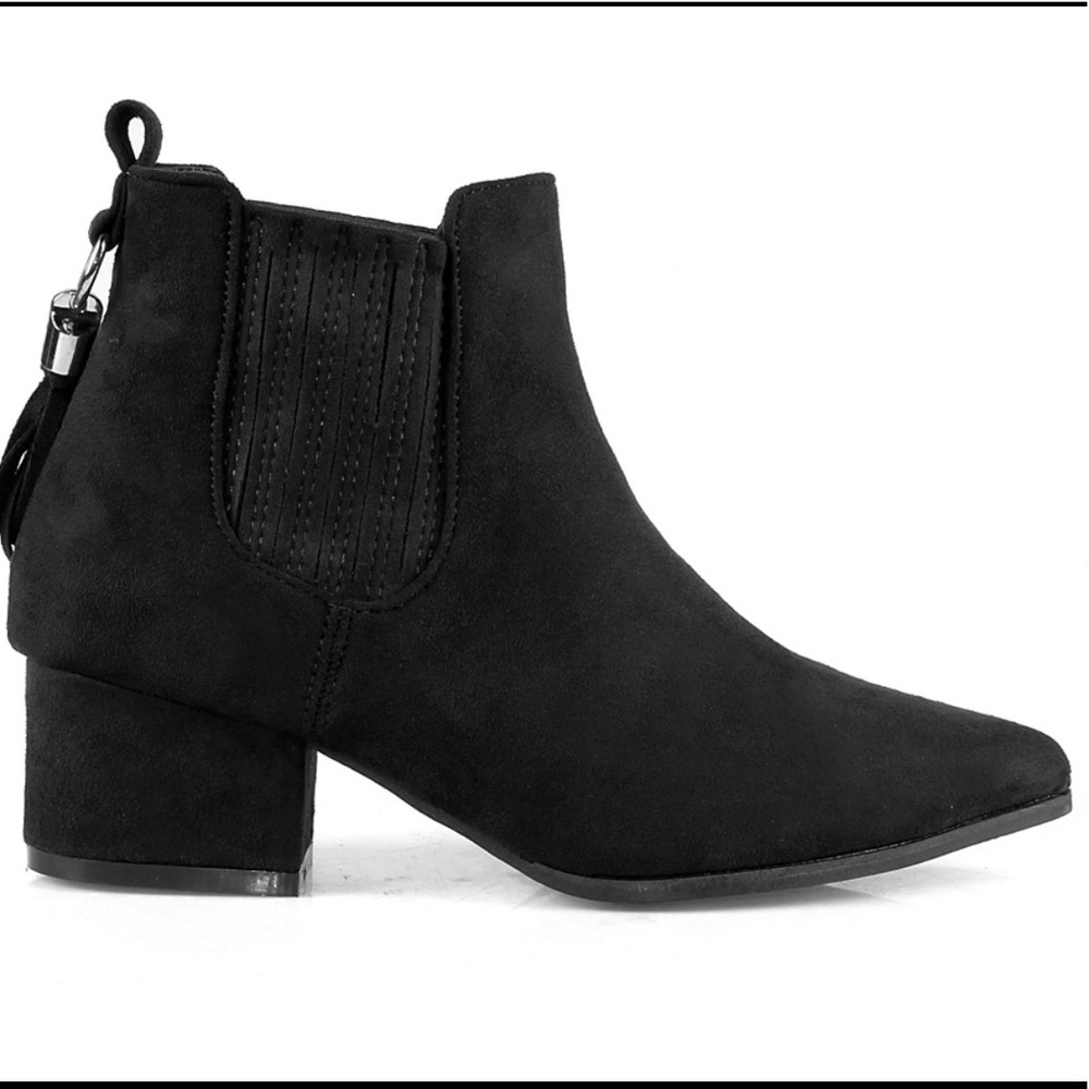 Western Black Fringe Detail Booties